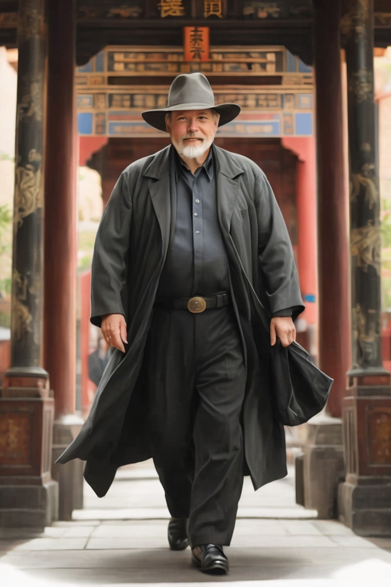 Taiwan Granddad walking through Asia